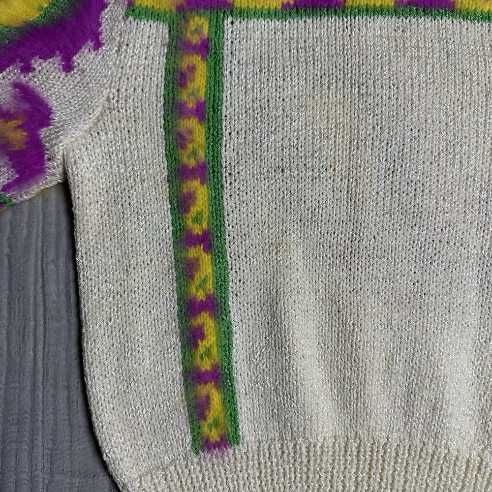 Vintage 80's Sheila Raymond Size Small Handknit Mohair Blend Paisley Sweater - Picture 6 of 13
